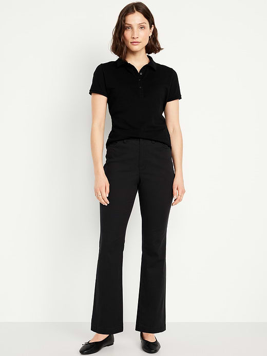High-Waisted Uniform Boot-Cut Pants - Black Jack