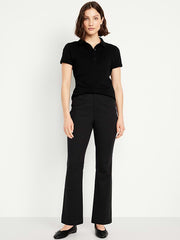 High-Waisted Uniform Boot-Cut Pants - Black Jack