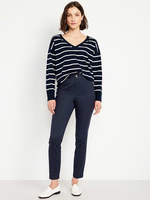 High-Waisted Uniform Skinny Pants - Navy Captain