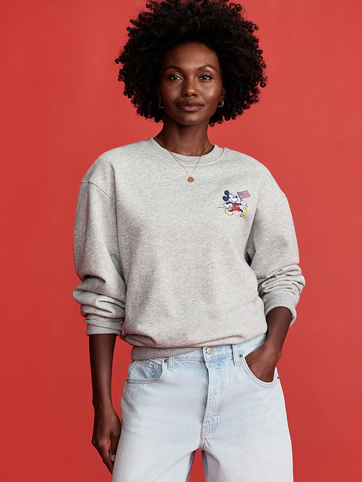 Old Navy x Disney© Mickey Mouse Oversized Flag Logo-Graphic Sweatshirt - Mickey Mouse Flag (Heather Gray)
