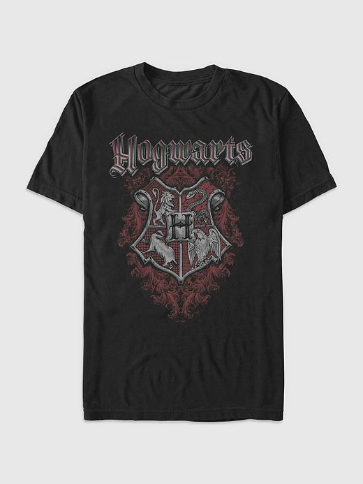 Harry Potter Grunge Crest Graphic T-shirt - Black