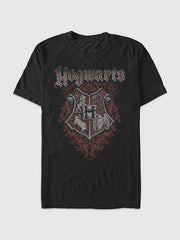 Harry Potter Grunge Crest Graphic T-shirt - Black