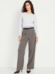 Extra High-Waisted Taylor Wide-Leg Trouser Pants - Dark Gray