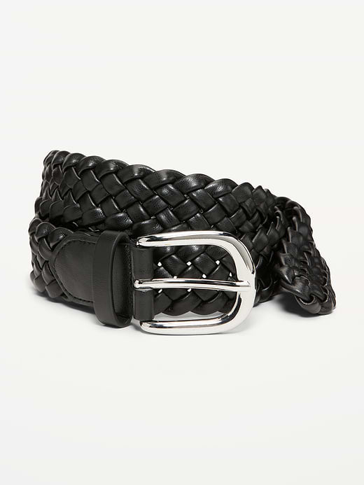 Braided Faux-Leather Belt for Women - Black Jack