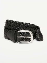Braided Faux-Leather Belt for Women - Black Jack
