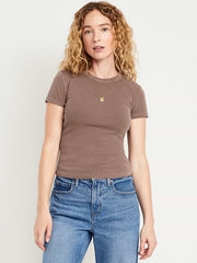 Snug Crop Ribbed T-Shirt - Earthen