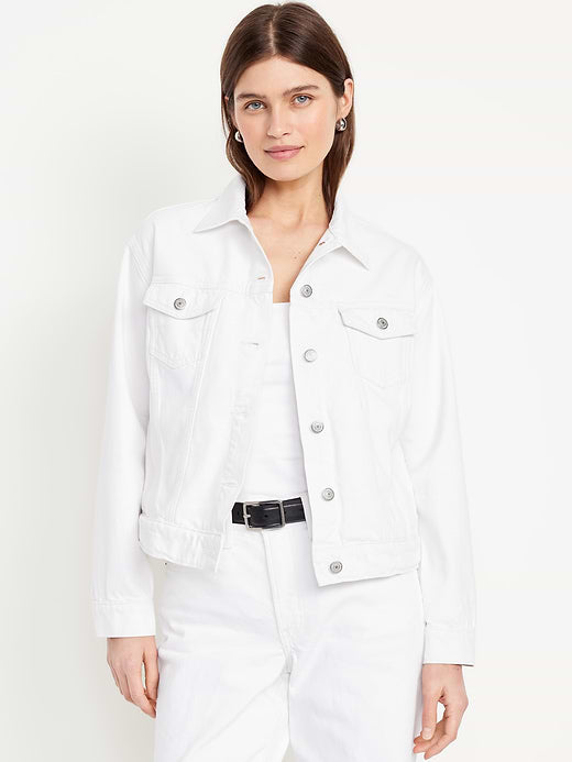 Classic Jean Jacket - White Lilies