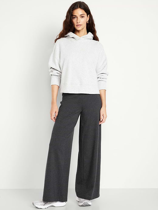 Mid-Rise Jersey Super Wide-Leg Leggings - Dark Heather Gray