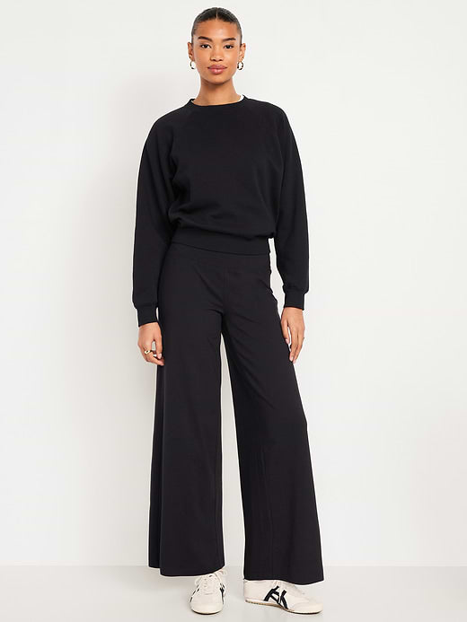 Mid-Rise Jersey Super Wide-Leg Leggings - Light Black Heather