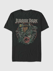 Jurassic Park Gate Circle Graphic T-Shirt - Black