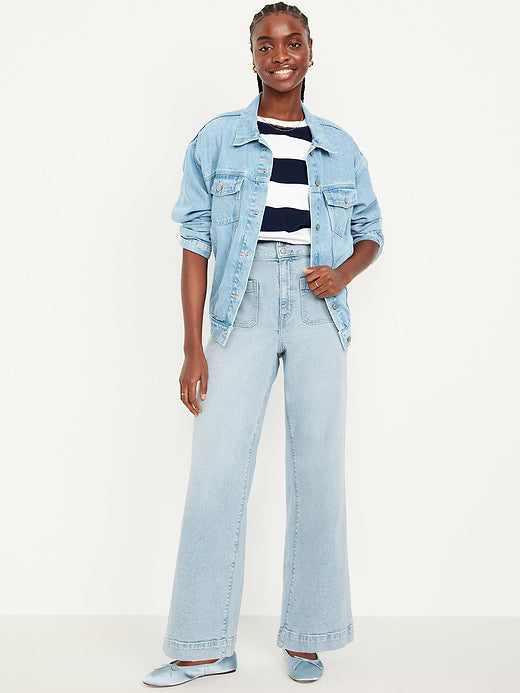 Extra High-Waisted Mariner Wide-Leg Jeans - Light Wash