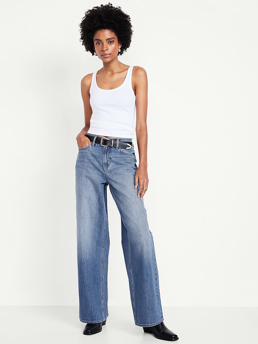 Mid-Rise Wow Baggy Wide-Leg Jeans - Medium Wash