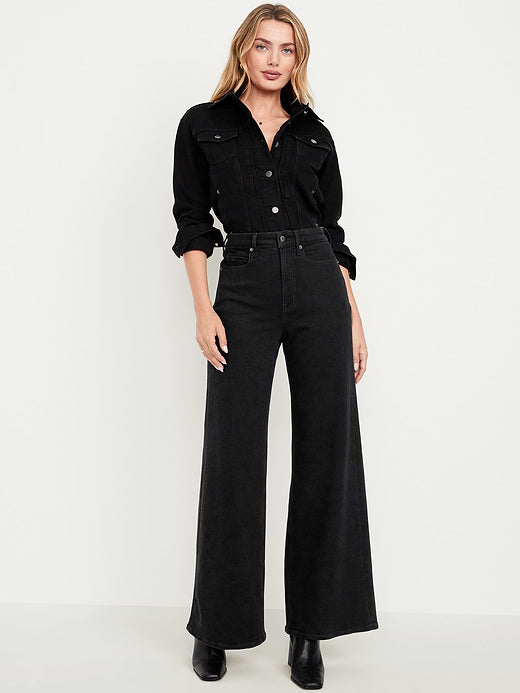 Extra High-Waisted Super Wide-Leg Jeans - Black