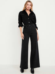 Extra High-Waisted Super Wide-Leg Jeans - Black