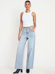 Mid-Rise Slouchy Wide-Leg Jeans - Light Wash