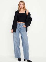 Mid-Rise Slouchy Wide-Leg Jeans - Medium Wash