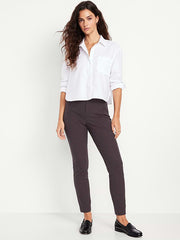 High-Waisted Pixie Skinny Ankle Pants - Burgundy Plaid