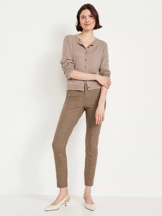 High-Waisted Pixie Skinny Ankle Pants - Brown Plaid