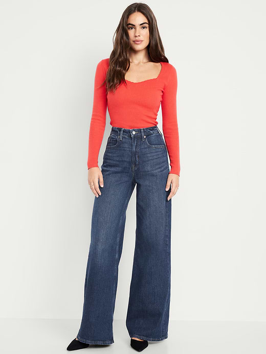 Extra High-Waisted Super Wide-Leg Jeans - Perfect Dark