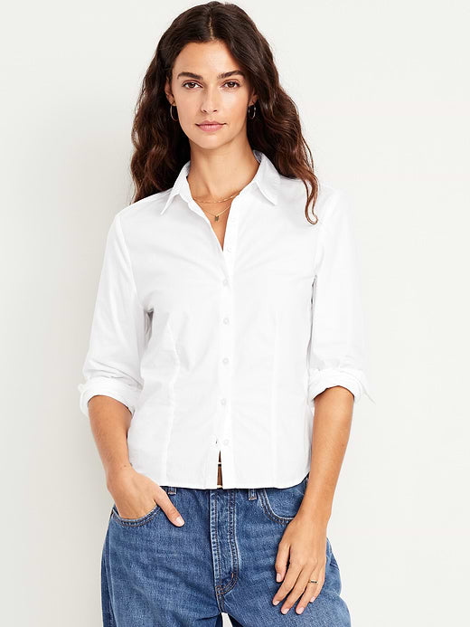 Slim Button-Down Shirt - White Lilies