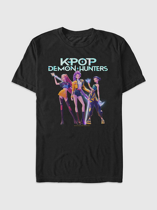 K-Pop Demon Hunters Hero Group Graphic T-Shirt - Black