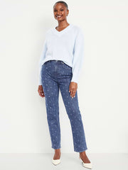 Curvy Extra High-Waisted Straight Jeans - Textured Dark Wash