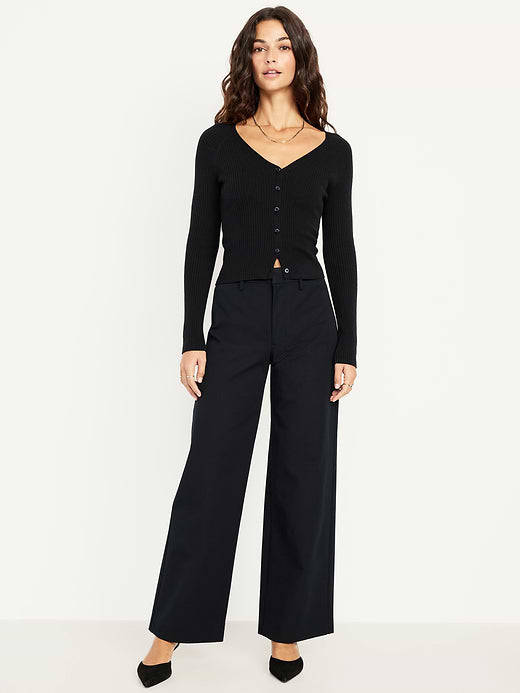 High-Waisted Pixie Super Wide-Leg Pants - Black Jack