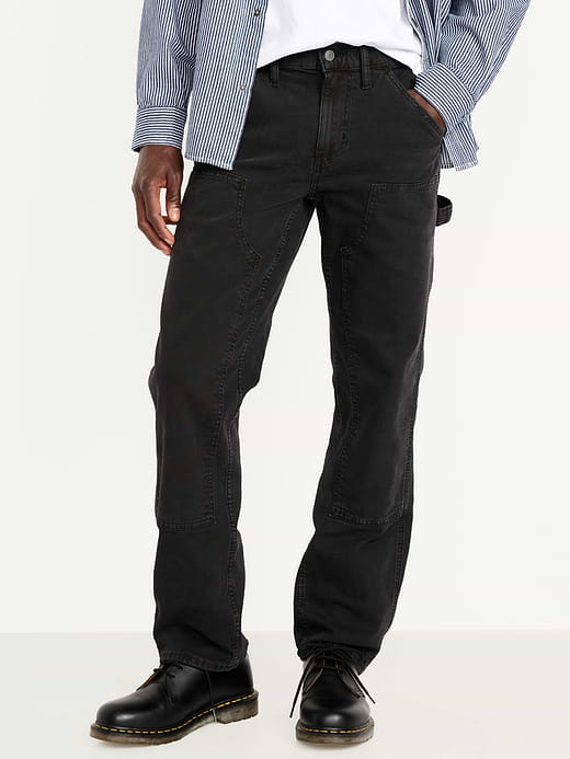 90s Straight Double Knee Carpenter Jeans - Black Rinse