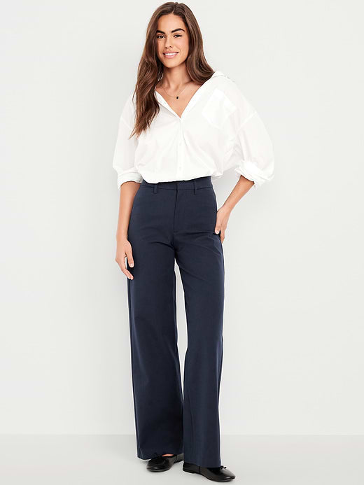 High-Waisted Pixie Super Wide-Leg Pants - In the Navy