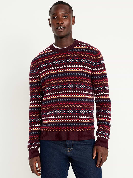 SoSoft Crew-Neck Sweater - Red Fair Isle