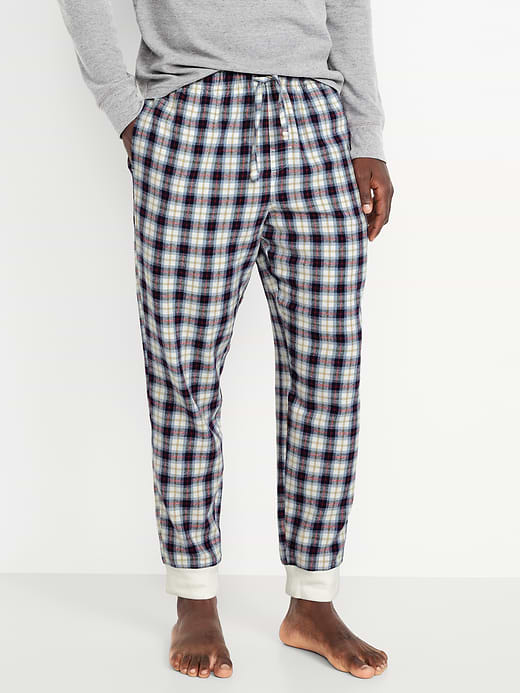 Plaid Flannel Pajama Joggers - Navy/Yellow Plaid
