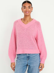 Cozy Cropped V-Neck Sweater - Sweet Sixteen