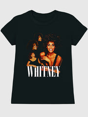Whitney Houston Graphic T-Shirt for Women - Black