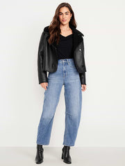 Wow High-Waisted Barrel Ankle Jeans - Light Wash