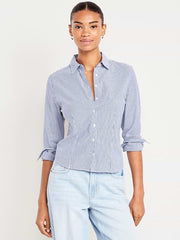 Slim Button-Down Striped Shirt - Blue Stripe