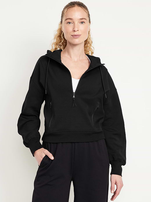 Dynamic Fleece Half-Zip Hoodie Sweatshirt - Black Jack