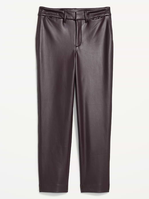 High-Waisted Faux-Leather Pixie Straight Pants - Boxwood