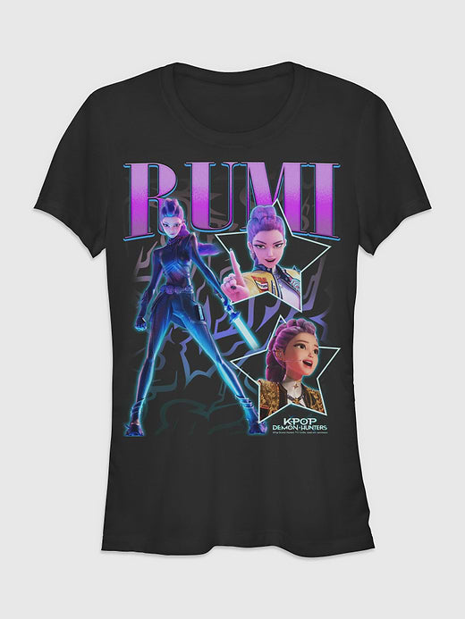 K-Pop Demon Hunters Y2K Rumi Graphic T-Shirt - Black