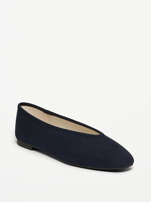 V-Cut Ballet Flats - Navy Blue