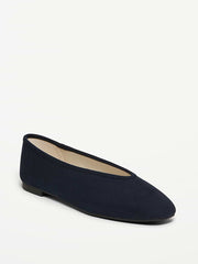 V-Cut Ballet Flats - Navy Blue