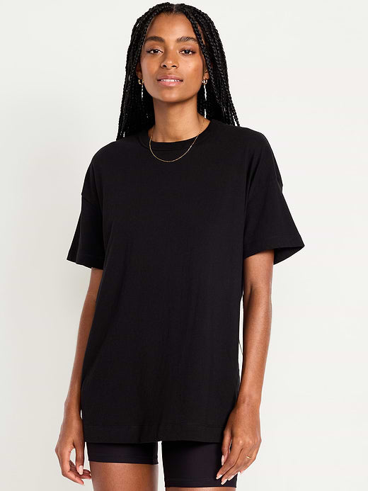 Oversized EveryWear Tunic T-Shirt - Light Black Heather