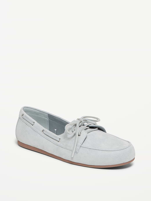 Faux-Suede Boat Shoes for Women - Chambray Blue