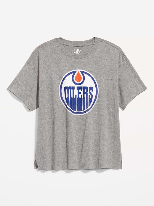 NHL Crew-Neck T-Shirt for Women - Oilers Grey