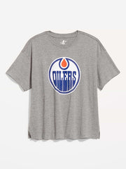 NHL Crew-Neck T-Shirt for Women - Oilers Grey