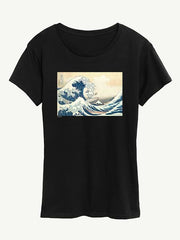 Snoopy Great Wave Short Sleeve Graphic Tee - Black
