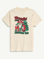 Santa Wranglin Around Short Sleeve Graphic Tee - Cream