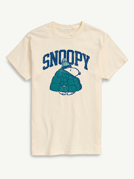 Peanuts Snoopy In Puffer Short Sleeve Graphic Tee - Cream
