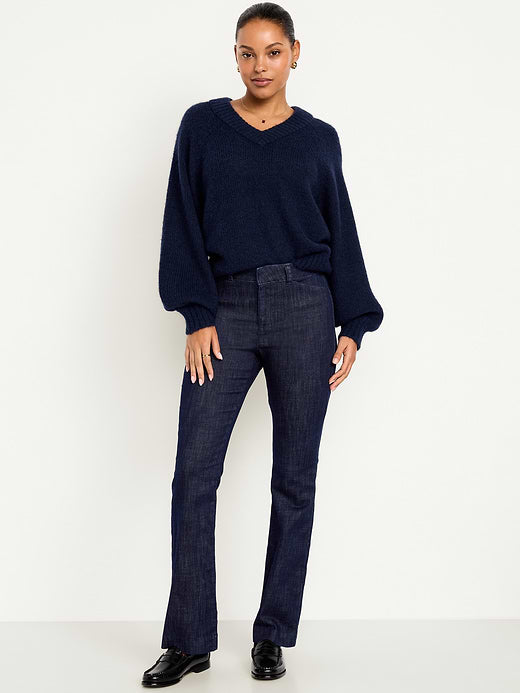 High-Waisted Pixie Flare Pants - Dark Wash