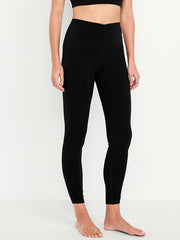 High-Waisted StudioSmooth Ruched Leggings - Black Jack