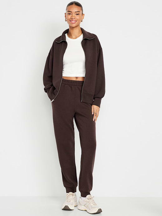 High-Waisted Bounce Fleece Jogger Sweatpants - Black Coffee